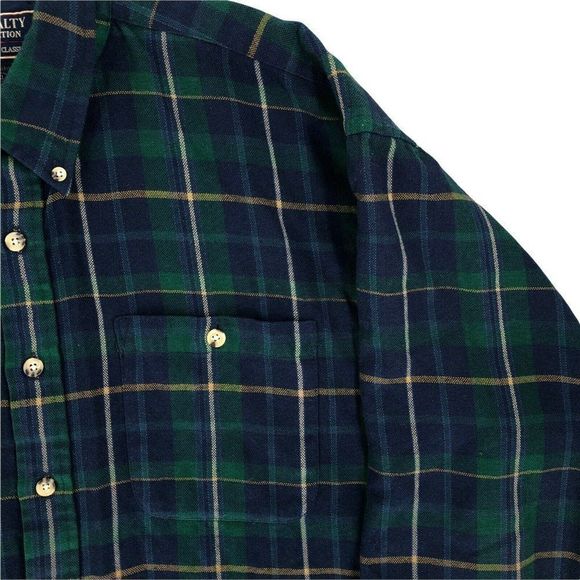 Specialty Collection Mens Button Down Extra Large Blue Green Plaid Shirt Flannel - Picture 4 of 12